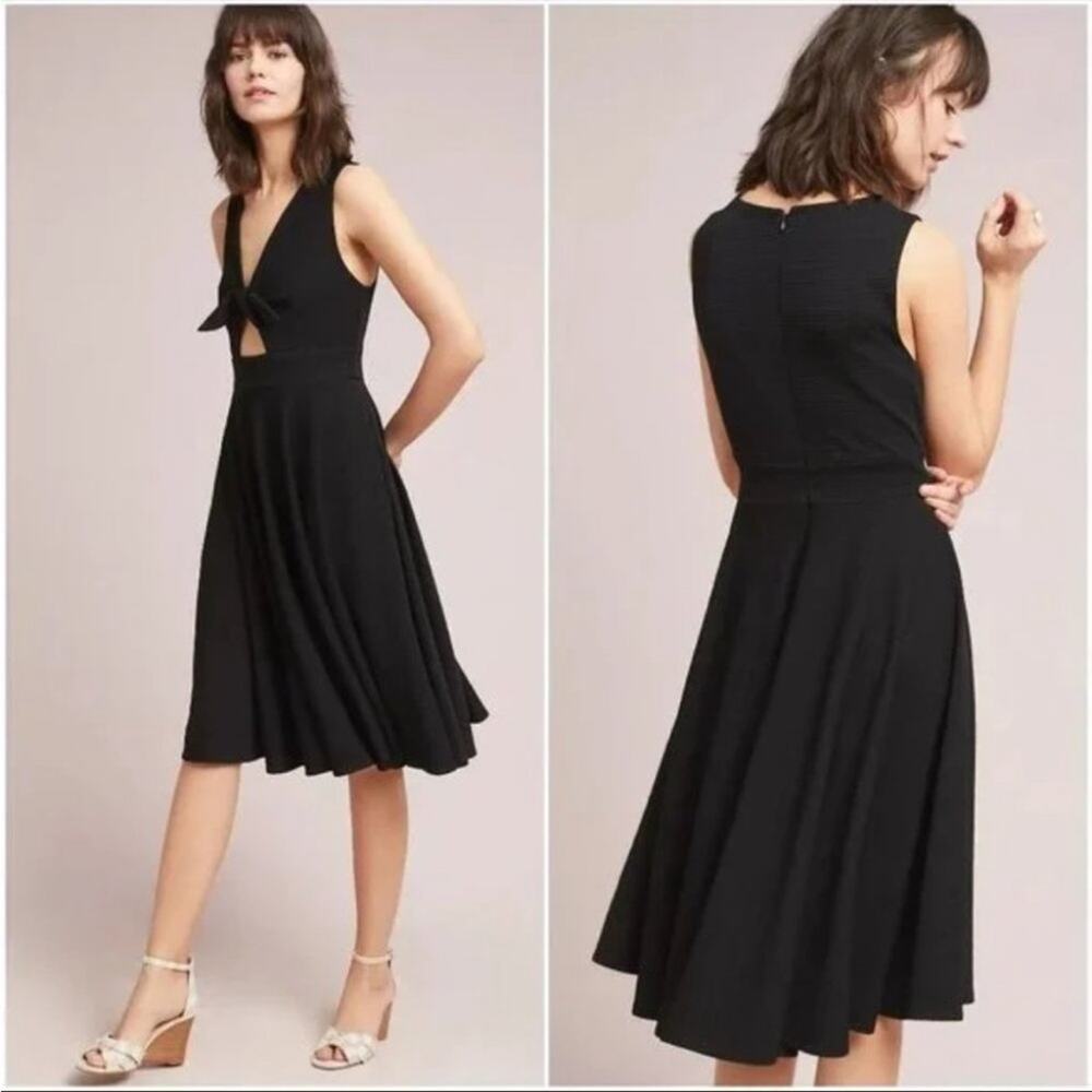 Anthropologie Hutch bow cut out black mini dress Sz S